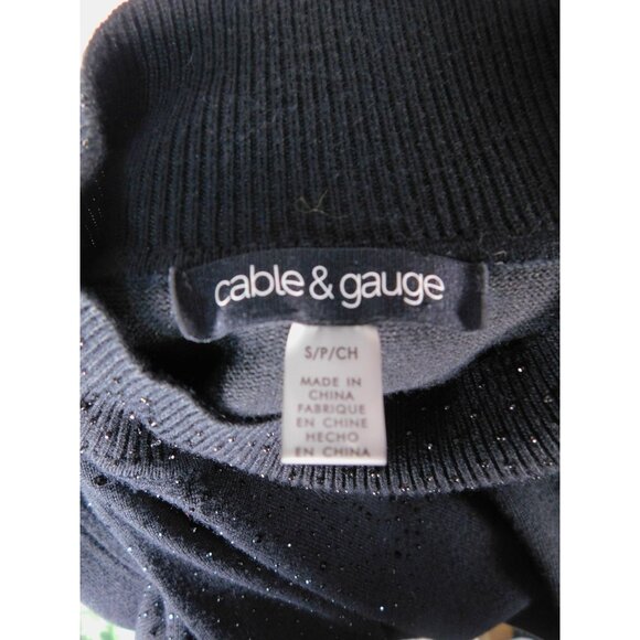 Cable Gauge S Black Keyhole Sparkle Sweater Top - Picture 9 of 10